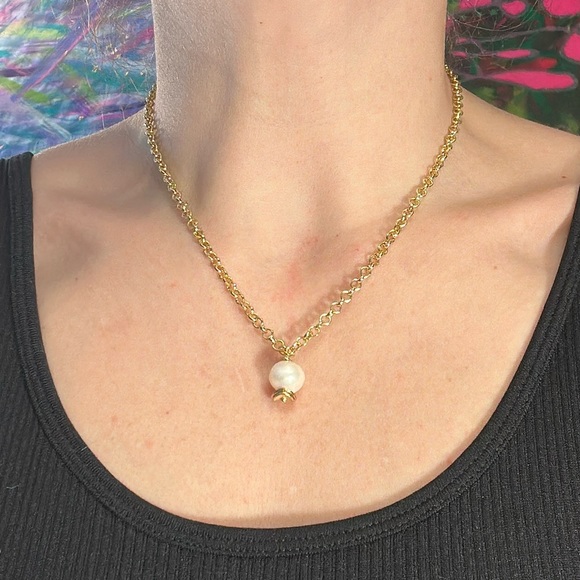 Solitaire pearl necklace #6 - Picture 2 of 8